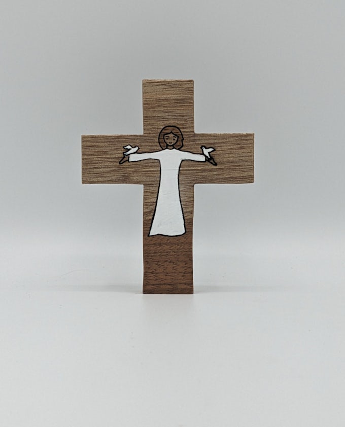 croix ange enfant portant 2 colombes