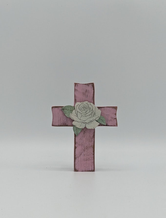croix rose fleurie