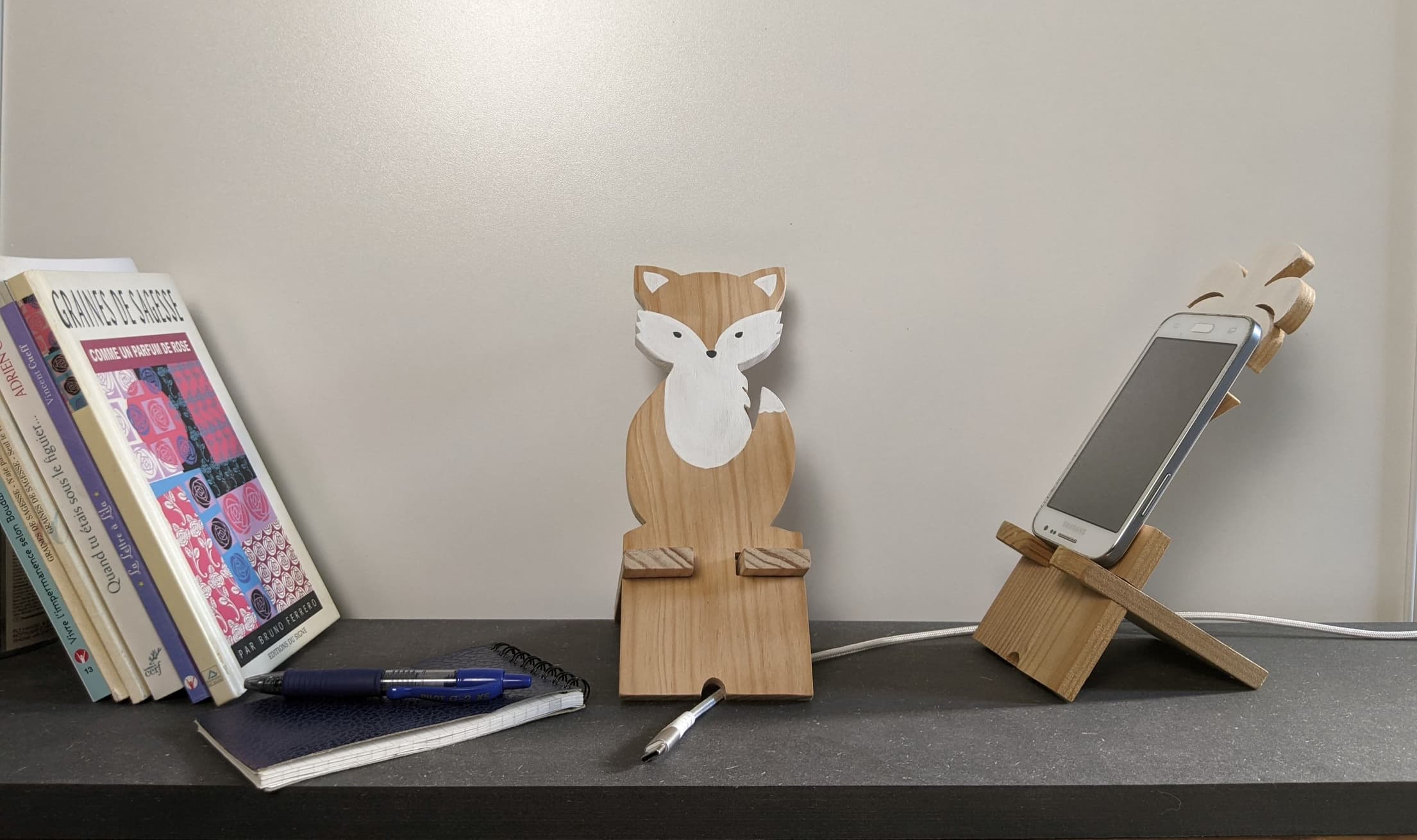 support de téléphone renard